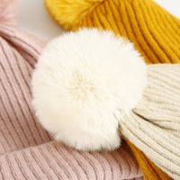 Unisex Simple Style Solid Color Pom Poms Crimping Wool Cap main image 2