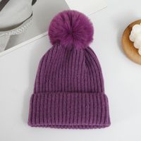 Unisex Simple Style Solid Color Pom Poms Crimping Wool Cap sku image 5