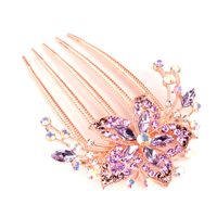 Luxurious Flower Alloy Plating Rhinestones Insert Comb sku image 7