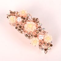 Luxurious Flower Alloy Plating Rhinestones Insert Comb sku image 5