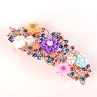 Luxurious Flower Alloy Plating Rhinestones Insert Comb sku image 2