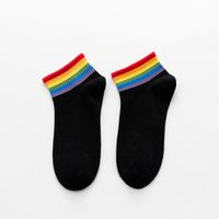 Women's Casual Rainbow Cotton Crew Socks sku image 3