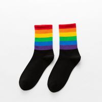 Women's Casual Rainbow Cotton Crew Socks sku image 11