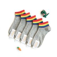 Women's Casual Rainbow Cotton Crew Socks sku image 2
