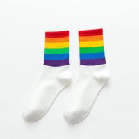 Women's Casual Rainbow Cotton Crew Socks sku image 10