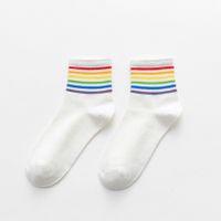 Women's Casual Rainbow Cotton Crew Socks sku image 5