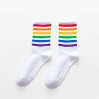Women's Casual Rainbow Cotton Crew Socks sku image 9