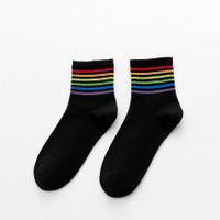 Women's Casual Rainbow Cotton Crew Socks sku image 6