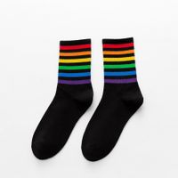 Women's Casual Rainbow Cotton Crew Socks sku image 18
