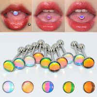 1 Piece Tongue Rings Simple Style Gradient Color 304 Stainless Steel Resin Polishing Tongue Rings main image 6