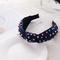 Retro Knot Four-sided Bomb Inlay Beads Hair Band 1 Piece sku image 3