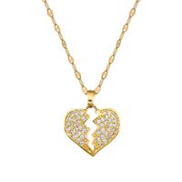 Fashion Heart Shape Titanium Steel Copper Plating Inlay Zircon Pendant Necklace main image 6