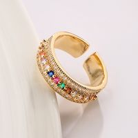 Fashion Geometric Leaf Copper Gold Plated Zircon Open Ring 1 Piece main image 4