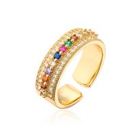 Fashion Geometric Leaf Copper Gold Plated Zircon Open Ring 1 Piece sku image 1