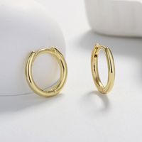 1 Pair Elegant Round Gold Plated Brass Gold Plated Hoop Earrings main image 3