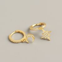 Elegant Star Moon Sterling Silver Plating Rhinestones Earrings 1 Pair sku image 1