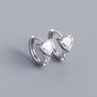 Fashion Heart Shape Sterling Silver Plating Zircon Earrings 1 Pair sku image 2