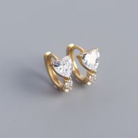 Fashion Heart Shape Sterling Silver Plating Zircon Earrings 1 Pair sku image 1