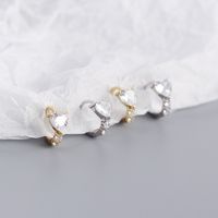 Fashion Heart Shape Sterling Silver Plating Zircon Earrings 1 Pair main image 4
