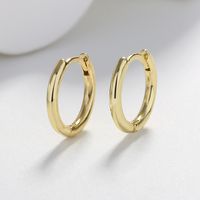 1 Pair Elegant Round Gold Plated Brass Gold Plated Hoop Earrings sku image 1