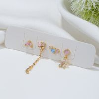 Fashion Moon Flower Copper Inlaid Zircon Earrings 1 Set main image 6