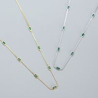 Fashion Square Sterling Silver Inlay Zircon Necklace 1 Piece main image 1