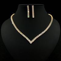 Luxurious Geometric Copper Plating Zircon Women's Bracelets Earrings Necklace sku image 4