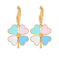 Fashion Four Leaf Clover Stainless Steel Plating Earrings Necklace sku image 2