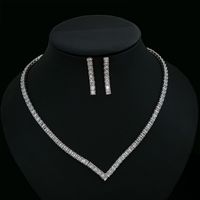 Luxurious Geometric Copper Plating Zircon Women's Bracelets Earrings Necklace main image 1