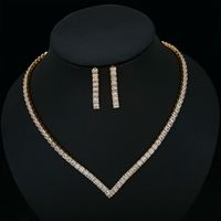 Luxurious Geometric Copper Plating Zircon Women's Bracelets Earrings Necklace main image 2