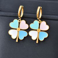 Fashion Four Leaf Clover Stainless Steel Plating Earrings Necklace main image 2