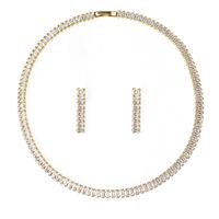 Luxurious Square Copper Inlay Zircon Women's Bracelets Earrings Necklace main image 4