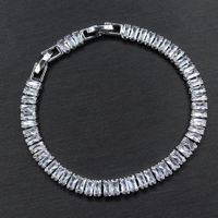 Luxurious Square Copper Inlay Zircon Women's Bracelets Earrings Necklace sku image 1