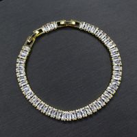 Luxurious Square Copper Inlay Zircon Women's Bracelets Earrings Necklace sku image 2