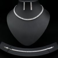 Luxurious Square Copper Inlay Zircon Women's Bracelets Earrings Necklace main image 6