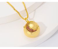 Elegant Star Moon Brass Gold Plated Zircon Pendant Necklace sku image 6