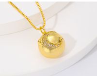 Elegant Star Moon Brass Gold Plated Zircon Pendant Necklace sku image 5