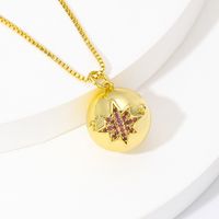 Elegant Star Moon Brass Gold Plated Zircon Pendant Necklace sku image 4