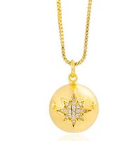 Elegant Star Moon Brass Gold Plated Zircon Pendant Necklace sku image 3