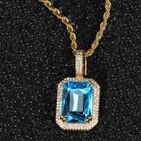 Retro Lady Square Copper Inlay Zircon Pendant Necklace sku image 11