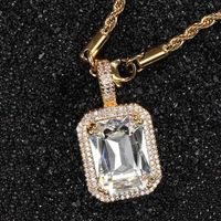 Retro Lady Square Copper Inlay Zircon Pendant Necklace sku image 17