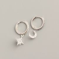 Elegant Star Moon Sterling Silver Plating Rhinestones Earrings 1 Pair main image 4