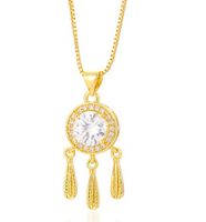 Fashion Dreamcatcher Brass Gold Plated Artificial Crystal Zircon Pendant Necklace sku image 1