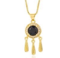 Fashion Dreamcatcher Brass Gold Plated Artificial Crystal Zircon Pendant Necklace sku image 2