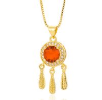 Fashion Dreamcatcher Brass Gold Plated Artificial Crystal Zircon Pendant Necklace sku image 3