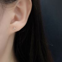 Fashion Geometric Sterling Silver Inlay Zircon Ear Studs 1 Pair main image 2