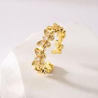 Fashion Butterfly Copper Gold Plated Zircon Open Ring 1 Piece main image 4