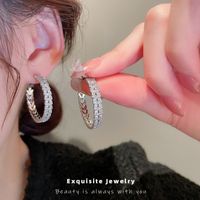 Fashion Circle Copper Inlay Zircon Earrings 1 Pair main image 5