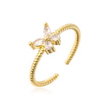 Fashion Butterfly Copper Gold Plated Zircon Open Ring 1 Piece sku image 1