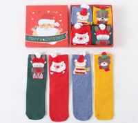 Women's Fashion Santa Claus Fox Polyester Blending Jacquard Crew Socks 1 Set sku image 3